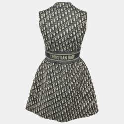 Pre Owned Christian Dior Navy Blue Oblique Jersey Mini Dress S