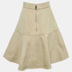 Pre Owned Christian Dior Beige Cotton Canvas Flared Mini Skirt M