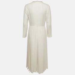 مملوكة مسبقًا Christian Dior Beaded Silk Pleated Midi Dress M