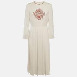 مملوكة مسبقًا Christian Dior Beaded Silk Pleated Midi Dress M