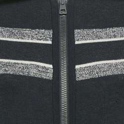 Pre Owned Christion Dior Navy Blue Wool Knit Oblique Reversible Zipped Cardigan S