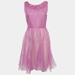 مملوكة مسبقًا Christian Dior Pink Organza Flared Mini Dress S