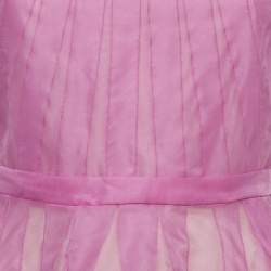 Pre Owned فستان كريستيان ديور أورجانزا وردي واسع قصير صغير