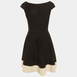 مملوكة مسبقًا Christian Dior Black Stretch Wool Flare Mini Dress M