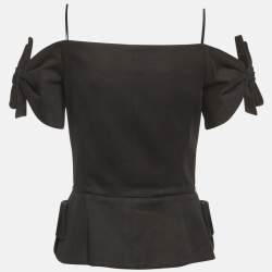 مملوكة مسبقًا Christian Dior Black Stretch Cotton Off Shoulder Bustier Jacket M