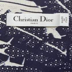 Pre Owned تنورة ديور بيضاء/زرقاء قطنية بطبعة Toile de Jouy وطيّات بحجم صغير