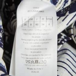 Pre Owned تنورة ديور بيضاء/زرقاء قطنية بطبعة Toile de Jouy وطيّات بحجم صغير