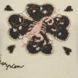 Pre Owned Christian Dior Cream Cashmere Clover Sweater S