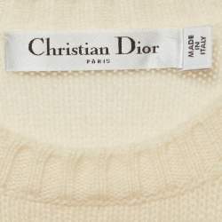 Pre Owned Christian Dior Cream Cashmere Clover Sweater S