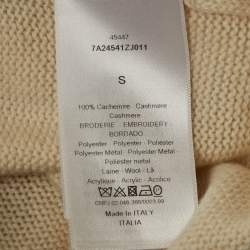 Pre Owned Christian Dior Cream Cashmere Clover Sweater S