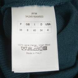 Pre Owned Christian Dior Teal Green Wool Knit Sleeveless Top S