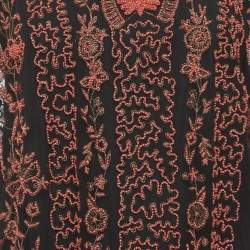 Pre Owned بلوزة ديور تول سوداء مرصعة بالخرز كبيرة