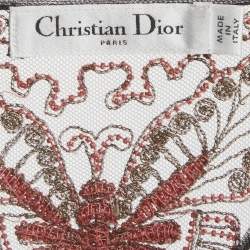 Pre Owned بلوزة ديور تول سوداء مرصعة بالخرز كبيرة