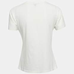 Pre Owned Dior Ivory J'Adior 8 Print Cotton & Linen T-Shirt M