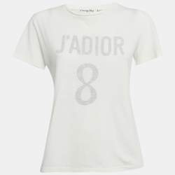 Pre Owned Dior Ivory J'Adior 8 Print Cotton & Linen T-Shirt M