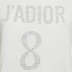 Pre Owned Dior Ivory J'Adior 8 Print Cotton & Linen T-Shirt M