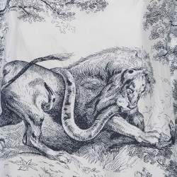 Pre Owned Dior Navy Blue Toile de Jouy Sauvage Silk Poncho One Size