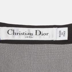 Pre Owned Christian Dior Black/Pink Polka Dots Silk & Mesh Midi Skirt M