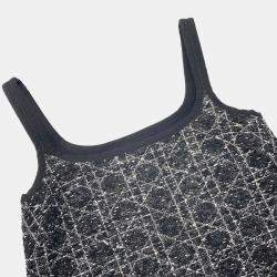 Pre Owned Dior Macrocannage Tweed Short Flare Dress Size 34 Black