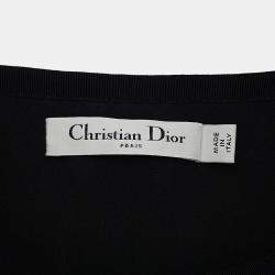 Pre Owned Dior Macrocannage Tweed Short Flare Dress Size 34 Black