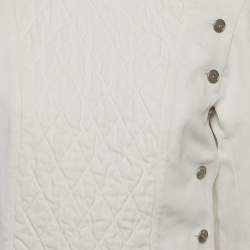 Pre Owned Christian Dior White Cotton Quilted Crossover Jacket M