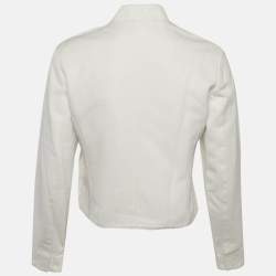 Pre Owned Christian Dior White Cotton Quilted Crossover Jacket M