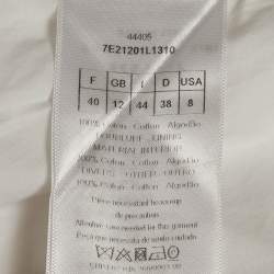 Pre Owned Christian Dior White Cotton Quilted Crossover Jacket M