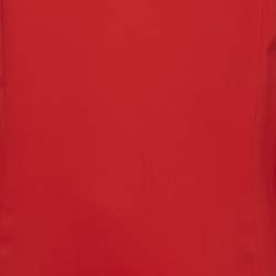 Pre Owned Christian Dior Red Silk Flared Knee Length Dress L