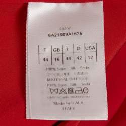 Pre Owned Christian Dior Red Silk Flared Knee Length Dress L