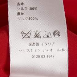 Pre Owned Christian Dior Red Silk Flared Knee Length Dress L