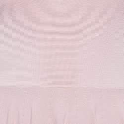 Pre Owned Christian Dior Pink Tulle Trim Stretch Knit Peplum Top M