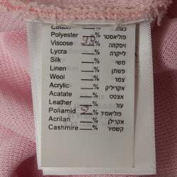 Pre Owned Christian Dior Pink Tulle Trim Stretch Knit Peplum Top M