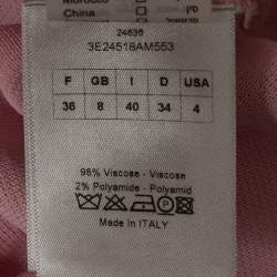 Pre Owned Christian Dior Pink Tulle Trim Stretch Knit Peplum Top M