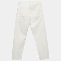 Pre Owned Christian Dior White Denim Straight Fit Jeans XS/Waist 24"