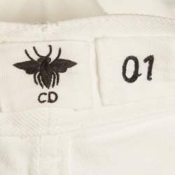 Pre Owned Christian Dior White Denim Straight Fit Jeans XS/Waist 24"