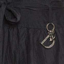 مملوكة مسبقًا تنورة ميني ديور قطن بشعار مميز أسود مقاس كبير