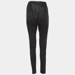 Pre Owned Christian Dior Black Leather Skinny Pants M