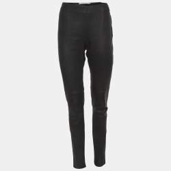 Pre Owned Christian Dior Black Leather Skinny Pants M