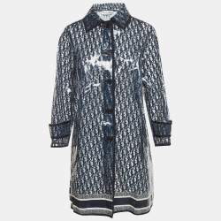 Pre Owned Dior Navy Blue Oblique Knee-Length Rain Coat S
