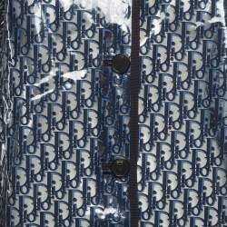 Pre Owned Dior Navy Blue Oblique Knee-Length Rain Coat S