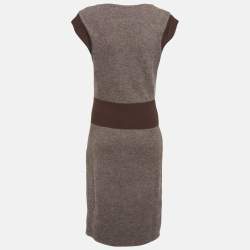 Pre Owned Christian Dior Brown Wool Knit Short Dress L