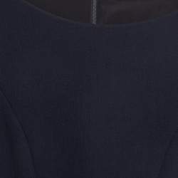 Pre Owned Christian Dior Blue Crepe Wool Midi Dress M