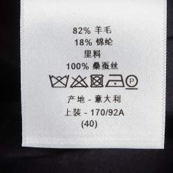 Pre Owned Christian Dior Blue Crepe Wool Midi Dress M