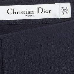 Pre Owned Christian Dior Navy Blue Wool Blend Flared Mini Skirt S