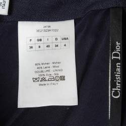 Pre Owned Christian Dior Navy Blue Wool Blend Flared Mini Skirt S