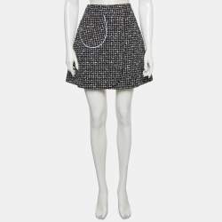 Pre Owned Christian Dior Black Tweed Wrap Mini Skirt M