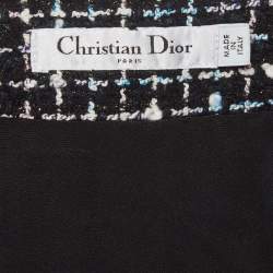 Pre Owned Christian Dior Black Tweed Wrap Mini Skirt M