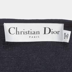 Pre Owned Christian Dior Blue Jersey Zip-Up Flared Midi Dress L