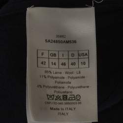 Pre Owned Christian Dior Blue Jersey Zip-Up Flared Midi Dress L