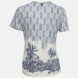 Pre Owned Christian Dior Palm Tree Print Scoop Neck T-Shirt XS